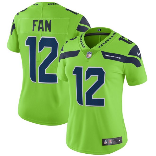 12s Seattle Seahawks Nike Women's Vapor Untouchable Color Rush Limited Player Jersey - Neon Green