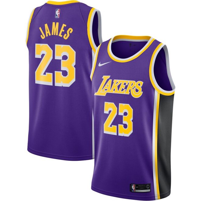 LeBron James Los Angeles Lakers Nike Youth 2018/19 Swingman Jersey Purple – Statement Edition