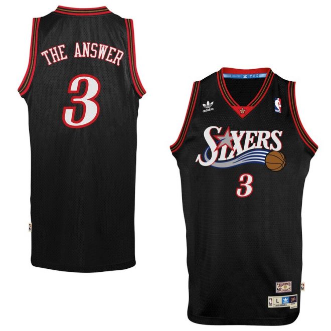 adidas Allen Iverson Philadelphia 76ers The Answer Soul Swingman Nickname Jersey - Black