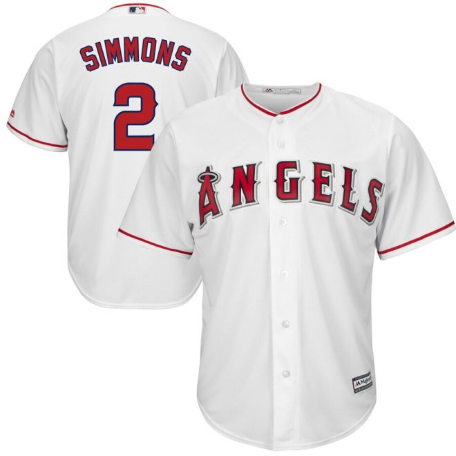 Andrelton Simmons Los Angeles Angels Majestic Home Cool Base Player Jersey – White