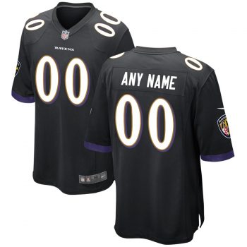 Baltimore Ravens Nike Alternate Replica Custom Game Jersey - Black