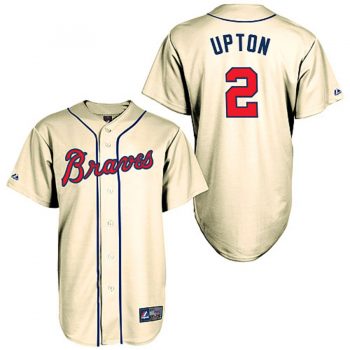 BJ Upton Atlanta Braves Majestic Alternate Old Replica Player Jersey - Cream