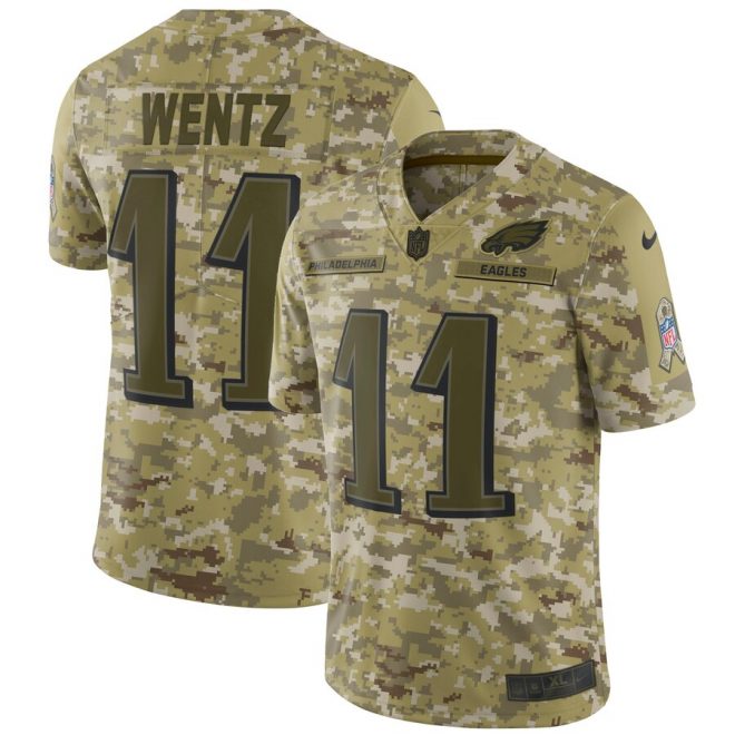 Carson Wentz Philadelphia Eagles Nike Salute to Service Limited Jersey – Camo