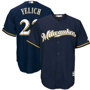 Christian Yelich Milwaukee Brewers Majestic Alternate Official Cool Base Player Jersey – Navy