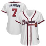 Dansby Swanson Atlanta Braves Majestic Women's 2019 Home Cool Base Player Jersey - White