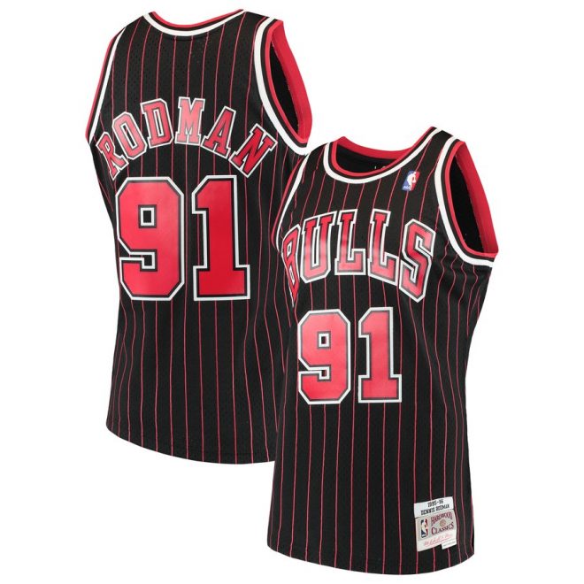 Dennis Rodman Chicago Bulls Mitchell & Ness 1995-96 Hardwood Classics Swingman Jersey – Black