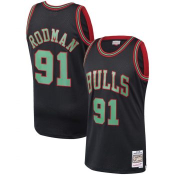 Dennis Rodman Chicago Bulls Mitchell & Ness Hardwood Classics Christmas Swingman Collection Jersey – Black