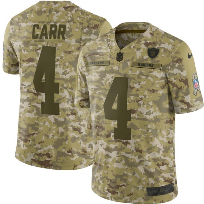 Derek Carr Oakland Raiders Nike Salute to Service Limited Jersey – Camo