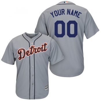 Detroit Tigers Majestic Cool Base Custom Jersey - Gray