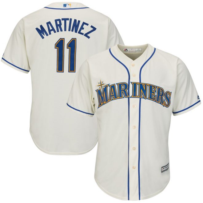 Edgar Martinez Seattle Mariners Majestic Alternate Official Cool Base Replica Player Jersey - Cream
