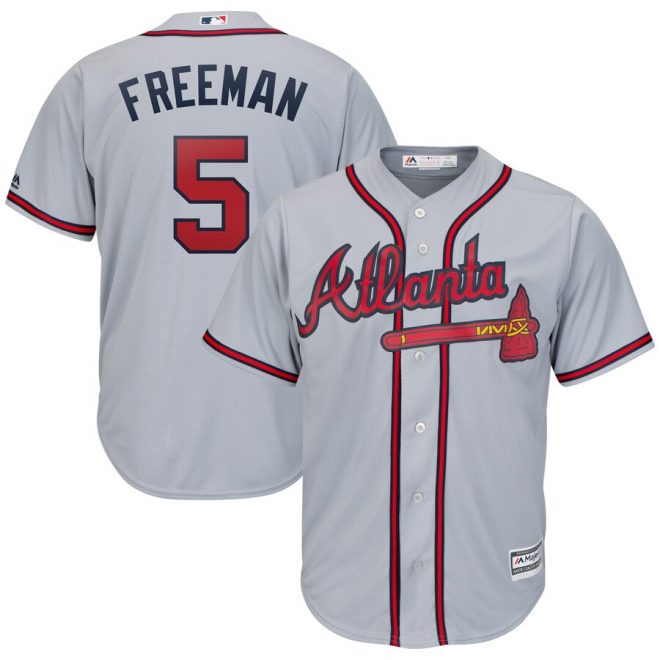 Freddie Freeman Atlanta Braves Majestic Official Cool Base Player Jersey – Gray