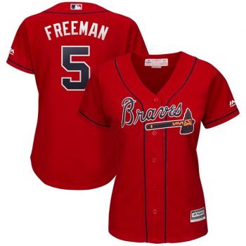 Freddie Freeman Atlanta Braves Majestic Women's 2019 Alternate Cool Base Player Jersey - Scarlet