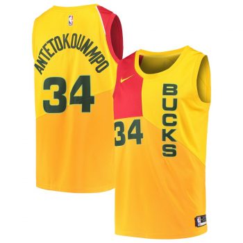 Giannis Antetokounmpo Milwaukee Bucks Nike City Edition Swingman Jersey – Yellow