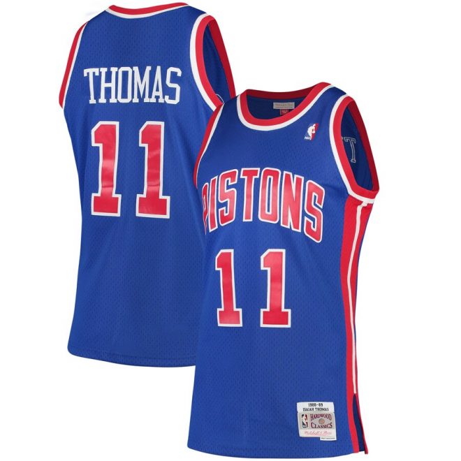 Isiah Thomas Detroit Pistons Mitchell & Ness 1988-89 Hardwood Classics Swingman Jersey - Blue