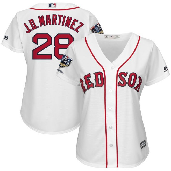 J.D. Martinez Boston Red Sox Majestic Women's 2018 World Series Champions Home Cool Base Player Jersey – White