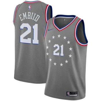 Joel Embiid Philadelphia 76ers Nike City Edition Swingman Jersey – Gray