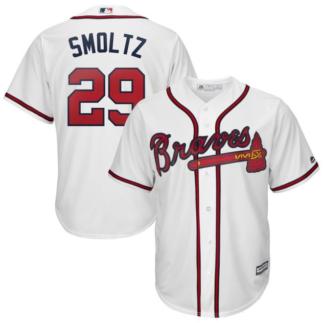 John Smoltz Atlanta Braves Majestic 2019 Home Cool Base Player Jersey – White