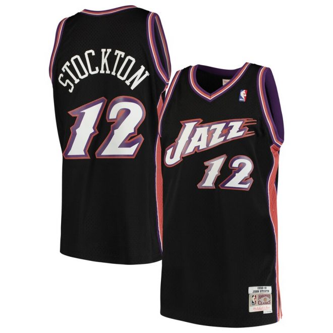 John Stockton Utah Jazz Mitchell & Ness 1998-99 Hardwood Classics Swingman Jersey – Black