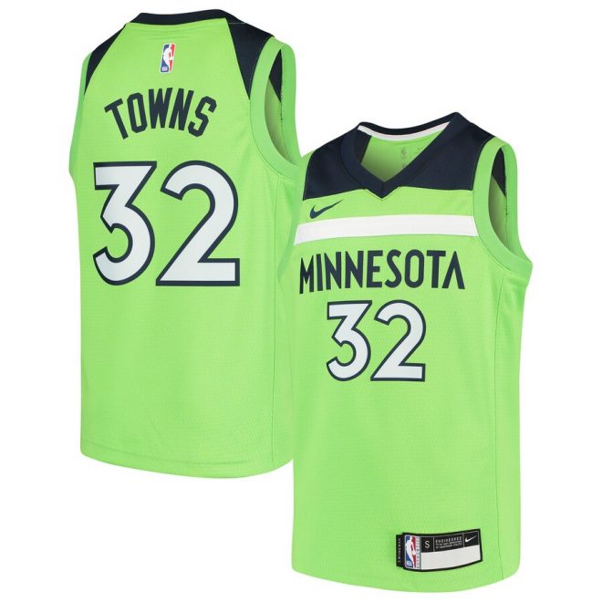 Karl-Anthony Towns Minnesota Timberwolves Nike Youth Swingman Jersey - Neon Green