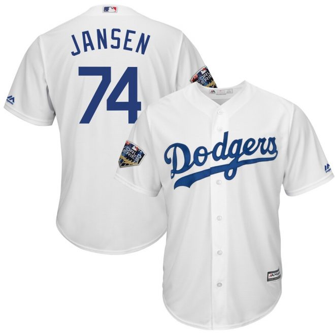 Kenley Jansen Los Angeles Dodgers Majestic 2018 World Series Cool Base Player Jersey – White