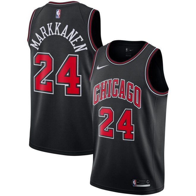 Lauri Markkanen Chicago Bulls Nike Replica Swingman Jersey - Statement Edition – Black