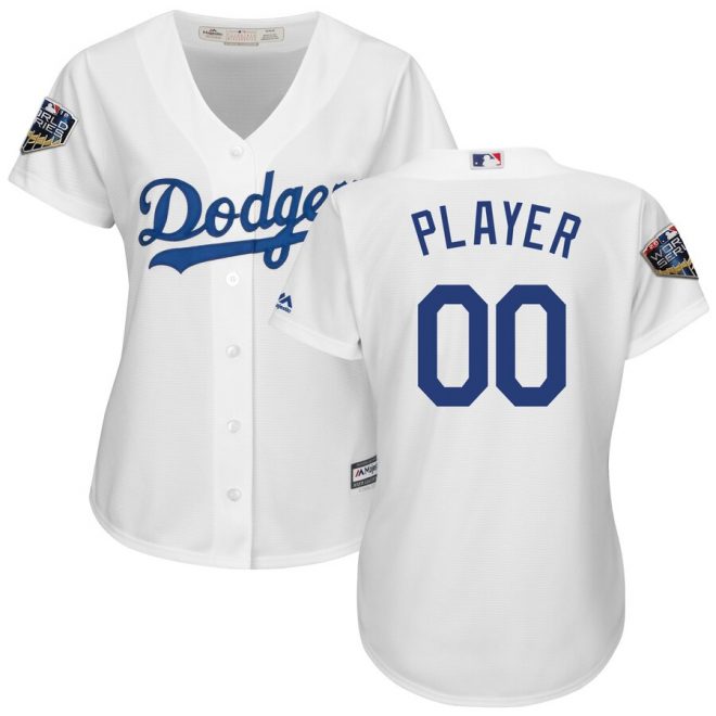 Los Angeles Dodgers Majestic Women's 2018 World Series Cool Base Custom Jersey – White