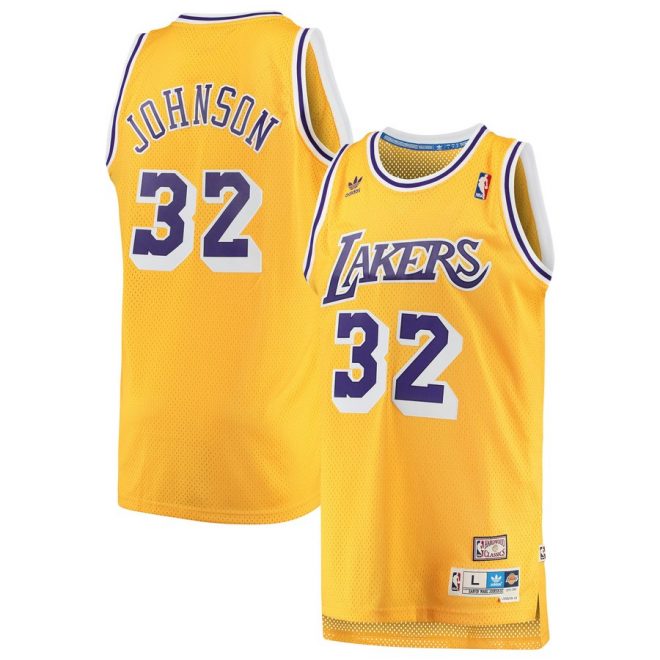 Magic Johnson Los Angeles Lakers adidas Hardwood Classics Soul Swingman Throwback Jersey - Gold