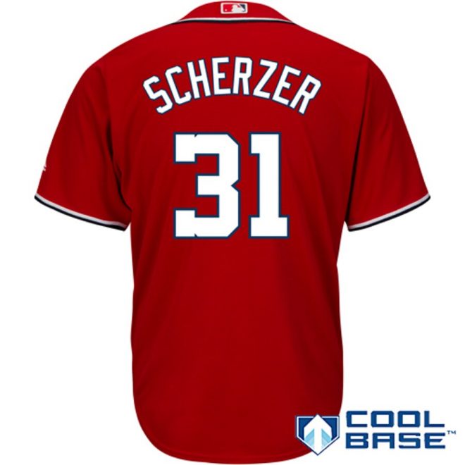 Max Scherzer Washington Nationals Majestic Cool Base Player Jersey - Scarlet