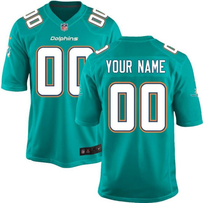 Miami Dolphins Nike Custom Game Jersey - Aqua