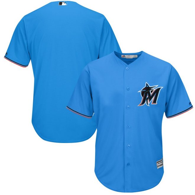 Miami Marlins Majestic Alternate 2019 Official Cool Base Team Jersey – Blue Thunder