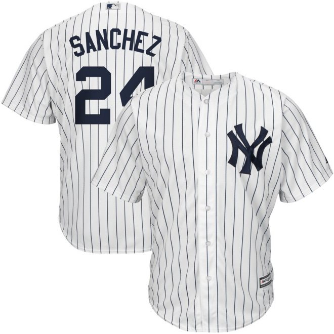 Gary Sanchez New York Yankees Majestic Home Official Cool Base Player Jersey - White/Navy