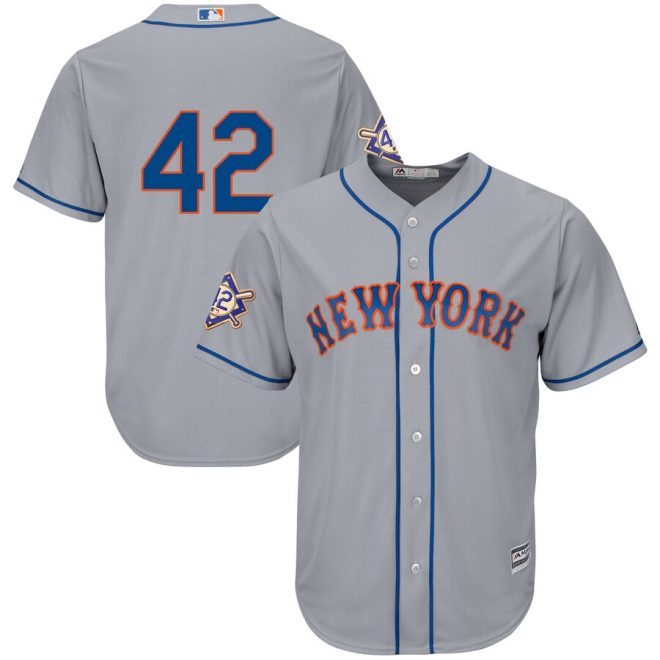 New York Mets Majestic 2019 Jackie Robinson Day Official Cool Base Jersey – Gray