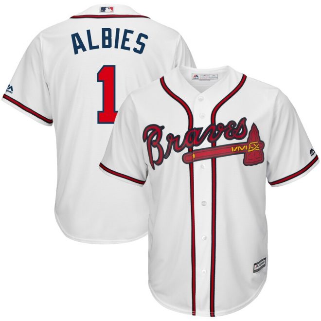 Ozzie Albies Atlanta Braves Majestic Home Cool Base Player Jersey – White