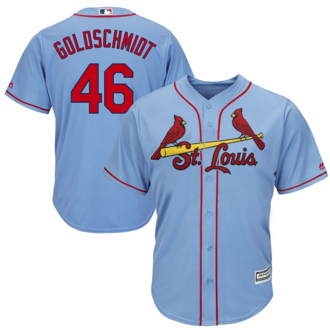 Paul Goldschmidt St. Louis Cardinals Majestic Alternate Official Cool Base Player Jersey – Light Blue