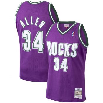 Ray Allen Milwaukee Bucks Mitchell & Ness Hardwood Classics 2000-01 Swingman Jersey – Purple