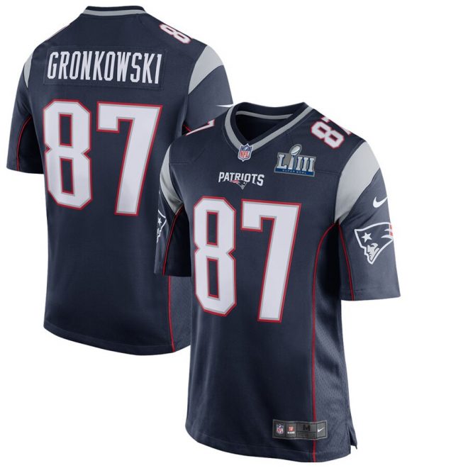 Rob Gronkowski New England Patriots Nike Super Bowl LIII Bound Game Jersey – Navy