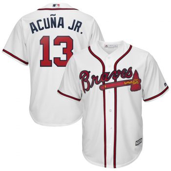 Ronald Acuña Jr. Atlanta Braves Majestic 2019 Home Official Cool Base Player Jersey - White