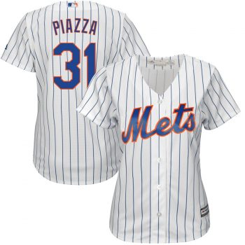 Mike Piazza New York Mets Majestic Women's Home Cool Base Player Jersey - White/Royal