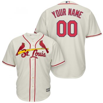 St. Louis Cardinals Majestic Cool Base Custom Jersey - Cream