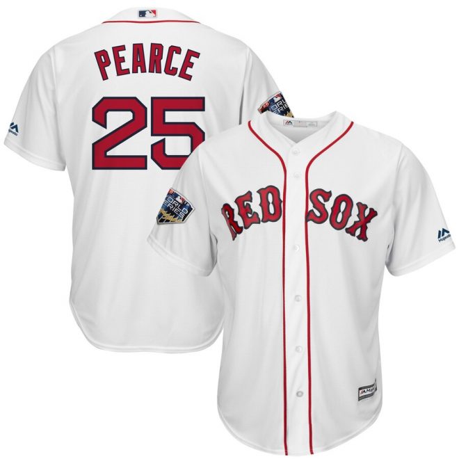 Steve Pearce Boston Red Sox Majestic 2018 World Series Cool Base Player Jersey – White