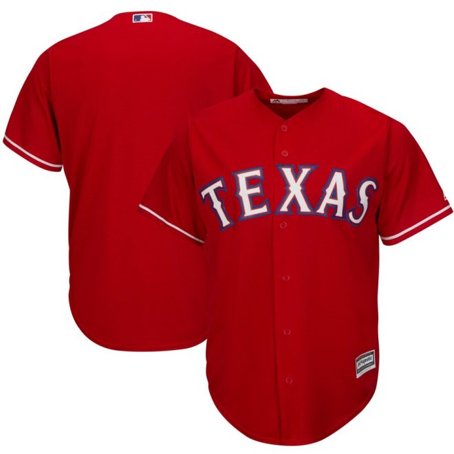 Texas Rangers Majestic Official Cool Base Jersey - Red