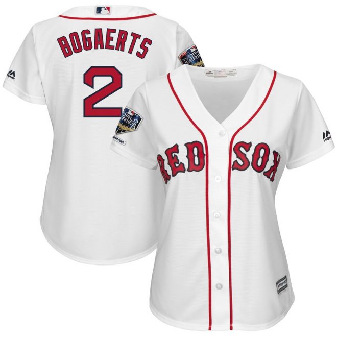 Xander Bogaerts Boston Red Sox Majestic Women's 2018 World Series Champions Home Cool Base Player Jersey – White