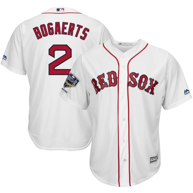 Xander Bogaerts Boston Red Sox Majestic 2018 World Series Champions Home Cool Base Player Jersey – White