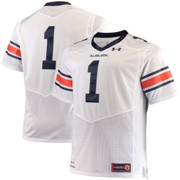 #1 Auburn Tigers Under Armour Premier Football Jersey – White