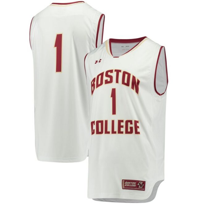 #1 Boston College Eagles Under Armour Replica Performance Basketball Jersey – White