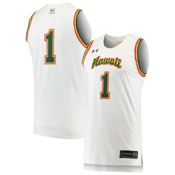 #1 Hawaii Warriors Under Armour Replica Basketball Jersey - White