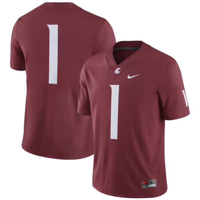 #1 Washington State Cougars Nike Game Football Jersey - Crimson