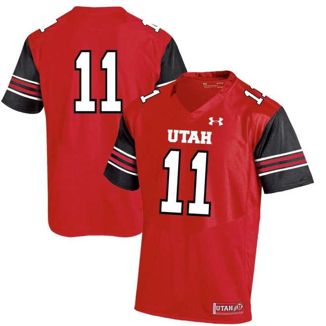 #11 Utah Utes Under Armour Premier Performance Football Jersey – Red