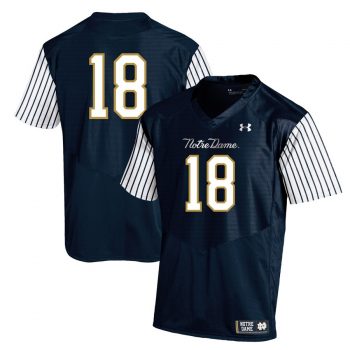 #18 Notre Dame Fighting Irish Under Armour Youth 2018 Shamrock Series Replica Football Jersey – Navy