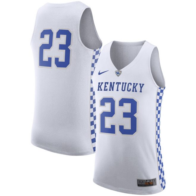 #23 Kentucky Wildcats Nike Hyper Elite Authentic Basketball Jersey – White